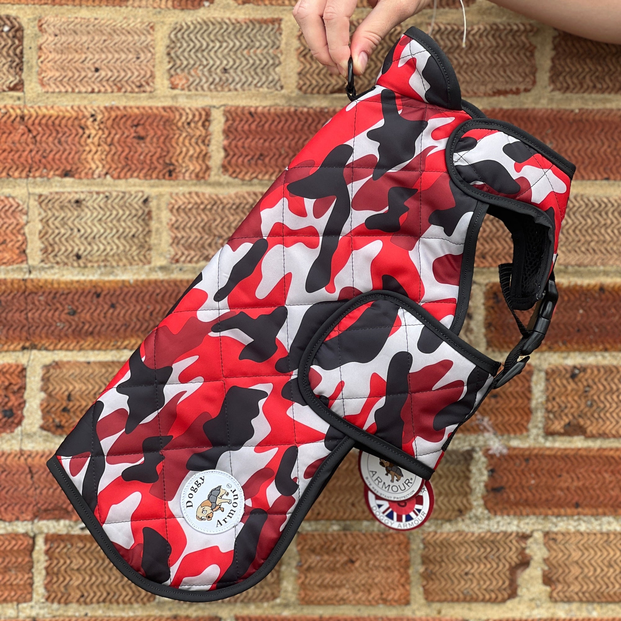 Red Camo Quilted - Small Doggy Armour.