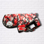 Small - Red Camo Quilted - Protective Dog Coat - Armoured Bite Resistant Dog Coat