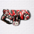 Small - Red Camo Quilted - Protective Dog Coat - Armoured Bite Resistant Dog Coat
