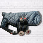 Small - Blue Quilted - Protective Dog Coat - Armoured Bite Resistant Dog Coat