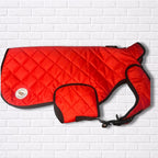Large -  Red Quilted - Protective Dog Coat - Armoured Bite Resistant Dog Coat