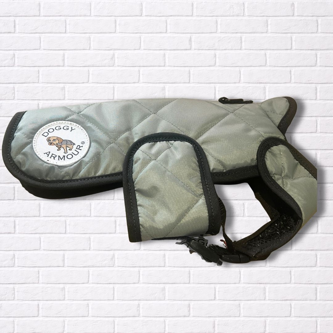 XXSmall - Sage Quilted - Protective Dog Coat - Armoured Bite Resistant Dog Coat