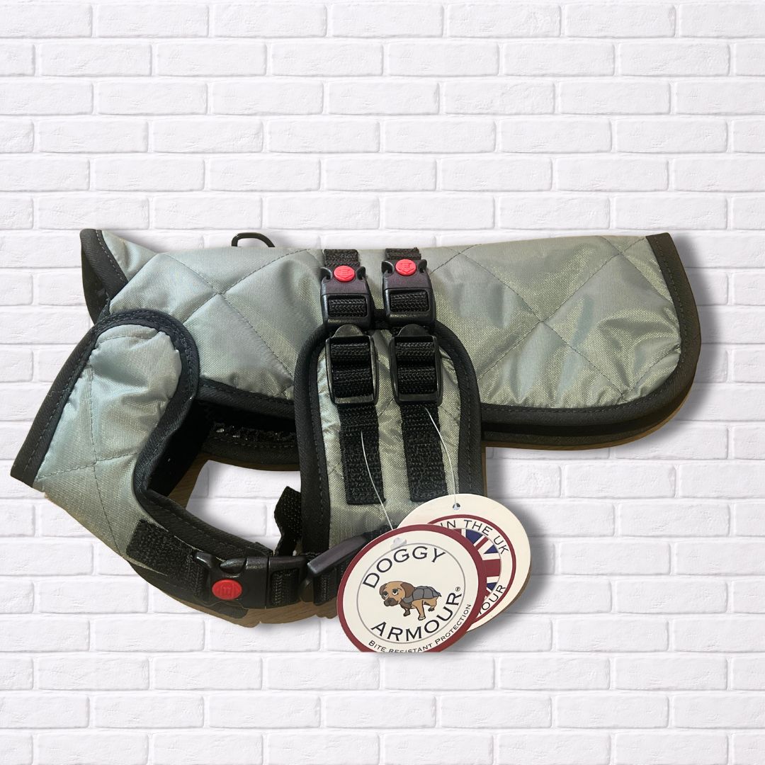 XXSmall - Sage Quilted - Protective Dog Coat - Armoured Bite Resistant Dog Coat
