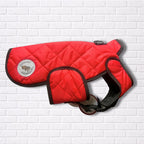 XSmall - Red Quiltled - Protective Dog Coat - Armoured Bite Resistant Dog Coat