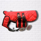 XSmall - Red Quiltled - Protective Dog Coat - Armoured Bite Resistant Dog Coat