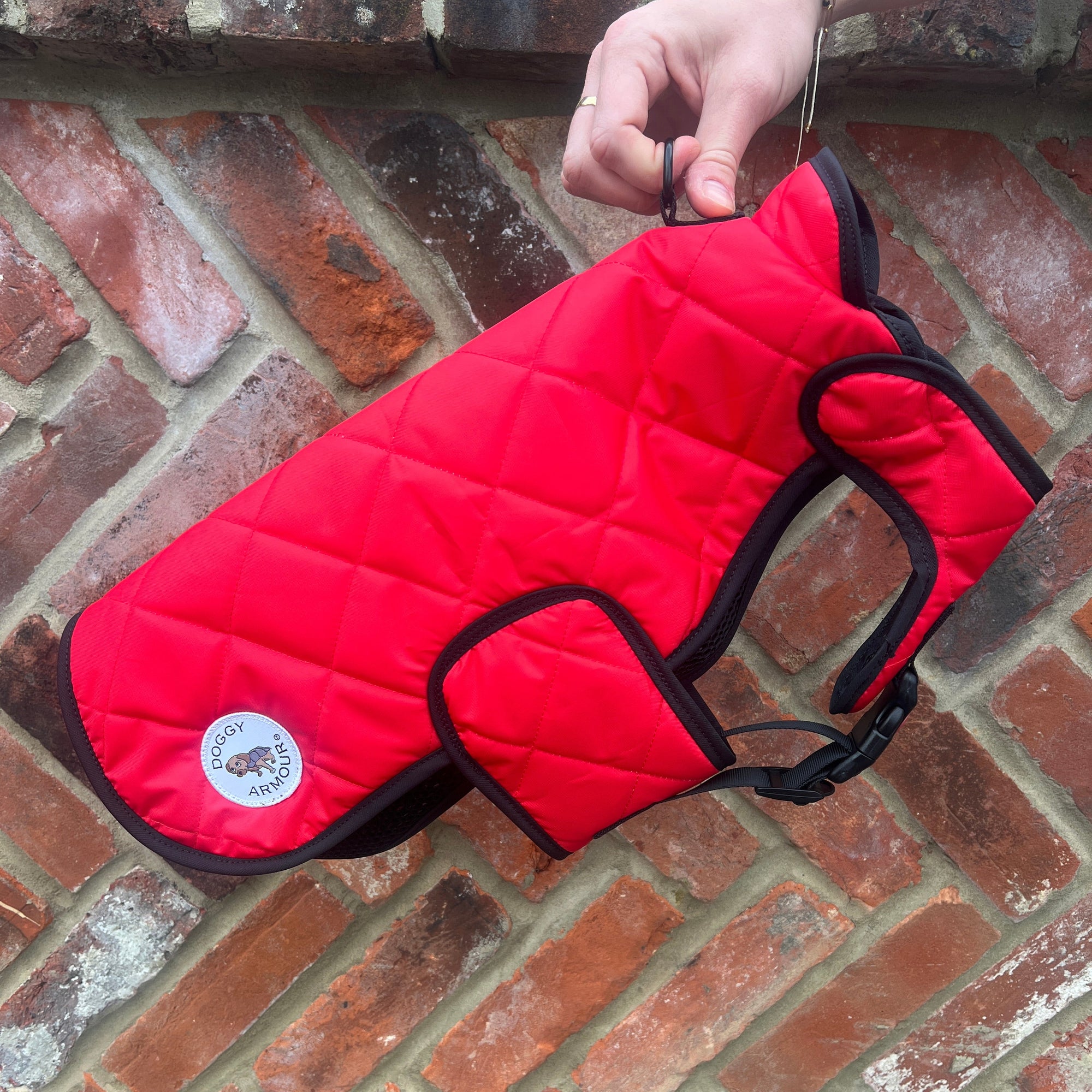 RED QUILTED PROTECTIVE DOG COATS