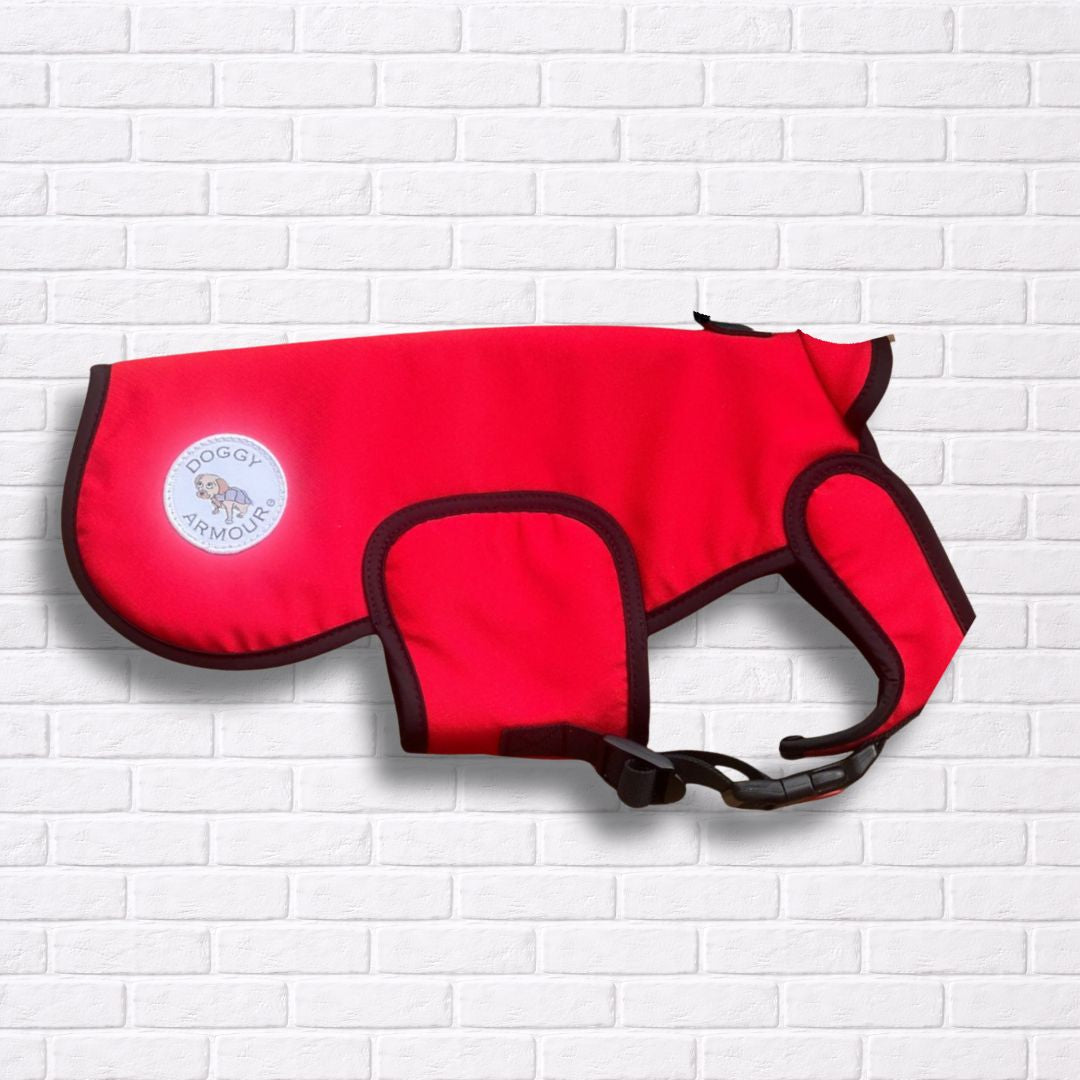 XXSmall - Poppy Red - Protective Dog Coat - Armoured Bite Resistant Dog Coat